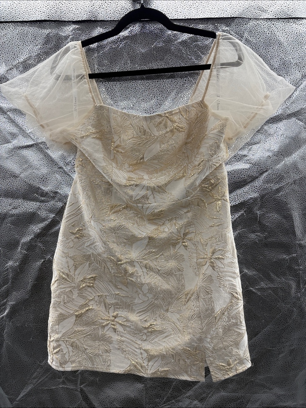 JJs House Ivory Dress with Gold Embroidery